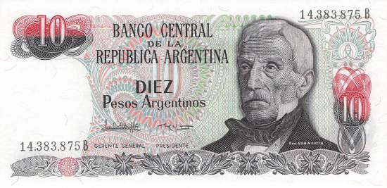 Argentinien p313a-2B 10 Pesos 1983